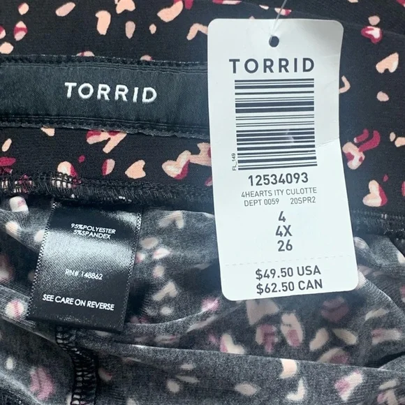 NEW Torrid Pull-On Wide Leg 26 Crop  Studio Knit Hearts Comfy Slinky - Picture 7 of 10